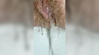 Hairy mommy's Huge messy piss and wet anal fart Pee fetish Fart fetish