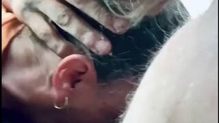 Milf slut gives me sloppy deepthroat road head til I cum in her throat