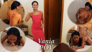 Full POV video! Teen Brazilian Vania gets a big facial cumshot!