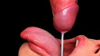 CLOSE UP: Best Milking BLOWJOB in your LIFE, All Cum in Mouth, Sloppy Sucking Dick ASMR