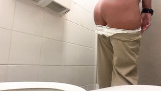 Girl Peeing at the work public toilet