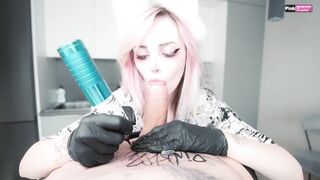 Hot blowjob during a home tattoo. Both painful and pleasurable - pinkloving ????