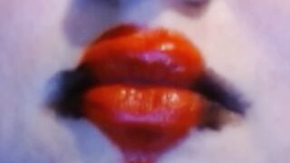 Red Heart Lipstick And Smoking Upclose