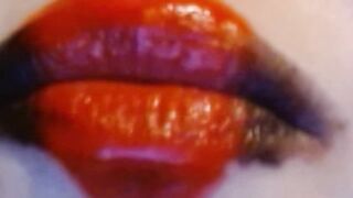 Red Heart Lipstick And Smoking Upclose