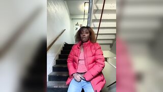 Ebony Alliyah Alecia Stairwell / Staircase Public Masturbation & Pussy Play