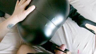 Blowjob and clothed sex with wetlook leggins and overknee boots