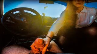 Sunset Car Blowjob and Cum Swallow