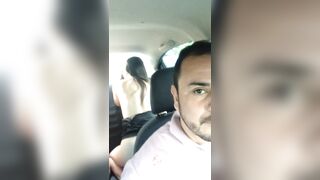 two naughty girls riding their dildos in the back seat of the uber