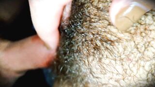 Hairy pussy fucked close up creampie