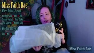 Sub Funded Shiny Thigh High Boot Unpackaging - Miss Faith Rae's Femdom Live Stream - Preview