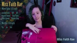 Sub Funded Shiny Thigh High Boot Unpackaging - Miss Faith Rae's Femdom Live Stream - Preview