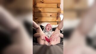 femboy fucks himself with big dildo