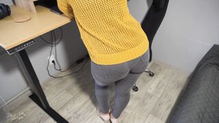 Hot Secretary In Tight Jeans Teases Ass With Visible Panty Line