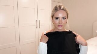 Sexy Blonde Tries On Super Transparent BodySuit