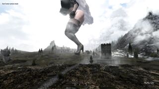 Hot Blonde Giantess grows ever larger - Skyrim Giantess