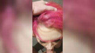 Pink hair job with massive messy cum shot