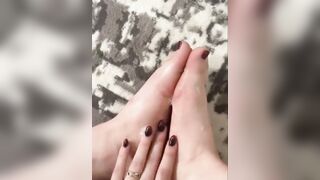 Foot slut drools on her feet for you