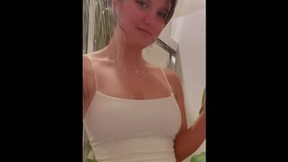 Would you join me in the shower? ???? - Amateur Brunette Teases Fans with Shower Scene Clip