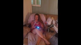 Pretty Milf In Red Mini Night Gown Smoking Cigarettes and Playing Video Games