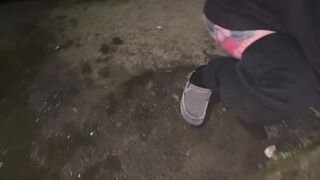 having fun pissing outside in the cold and wife taste my pee