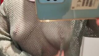 Sexy mom tries on clothes naked. Latina hairy pussy, big tits, big ass.