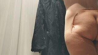 Latina hairy pussy, big ass, big tits tries on clothes naked. Hairy pussy milf, big tits, big ass.